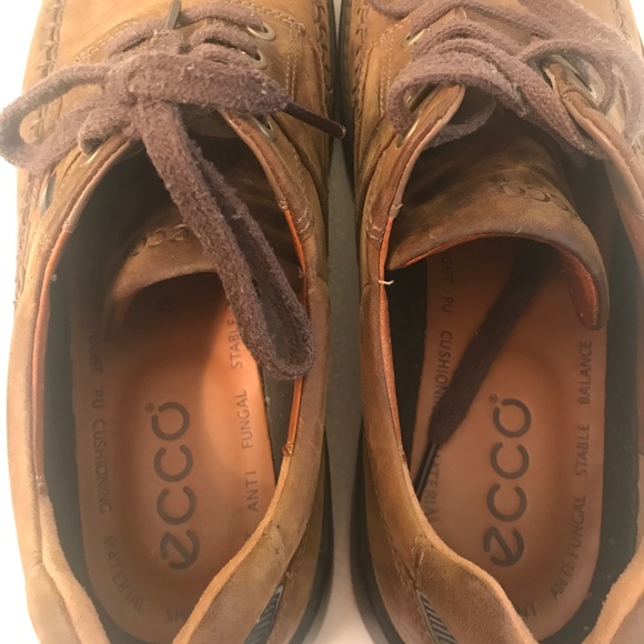 ECCO brown distressed  leather shoes main image 4